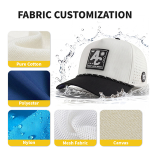 Casquette de baseball personnalisée à 5 panneaux avec logo en PVC caoutchouté, casquette de golf imperméable perforée au laser, chapeau de golf en polyester avec cordon - Product Image 5