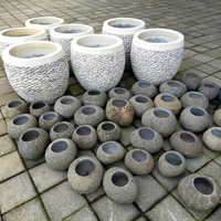 Supports à fleurs en pierre pour l'extérieur, design minimaliste Wabi Sabi, jardinières en pierre naturelle, forme irrégulière, sans trou de drainage