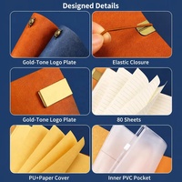 Set Hadiah Buku Catatan Kulit A6 dengan Pena, 80 Lembar, Agenda Kerja, Jilid Thermal, Perencana Bisnis, Logo Custom