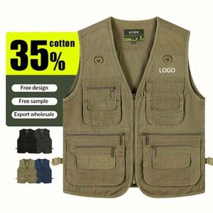 Vêtements de travail de haute qualité pour hommes, logo personnalisé, col en V, veste décontractée écologique, veste d'hiver chaude, multi-poches, randonnée, camping - Product Image 2