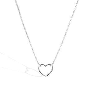 Kalung Liontin Hati Berongga Klasik Perhiasan Perak Sterling 925 Kalung Choker untuk Hari Valentine - Product Image 1