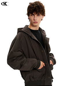Veste bomber à capuche de style américain 11KN, streetwear pour hommes et femmes, vintage, décontractée, multi-poches, lyocell, courte et large - Product Image 5