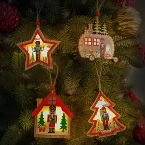 Ornamen Liontin Tentara Kenari Kayu Natal Terbaru dengan Dekorasi Pohon Natal LED untuk Hadiah Tahun Baru Dekorasi Pohon Natal