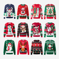 Ensemble de pulls unisexe parent-enfant tricotés pour l'hiver, motif dessin animé Anime Noël moche, style européen 2026
