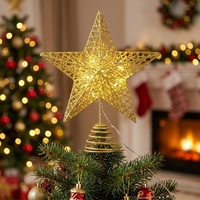 Glitzernder Weihnachtsbaum-Stern Beleuchteter Fünfzackiger Baumschmuck Hängende Dekoration für Feiertagsdekoration