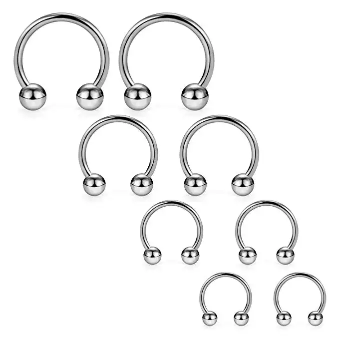 Gaby 16G-14G Außengewinde Nase Septum Clip Hufeisen/Reifen/Ringe kreisförmiges Piercing