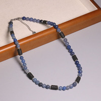 Collier tendance en pierre naturelle œil de tigre, ensemble de colliers en acier inoxydable étanche pour hommes