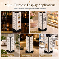 Exhibidor de Menú Giratorio Triangular de Acrílico Personalizado, Soporte Moderno para Exhibición de Menús para Restaurantes, Hoteles y Tiendas Minoristas