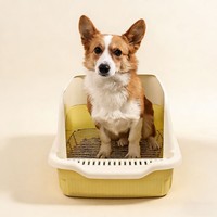 Caixa de Areia Ecológica de PP para Animais de Estimação com Grade Removível, Cerca Alta Anti-Salpicos, Caixa Sanitária para Gatos e Cães Pequenos para Uso Interno