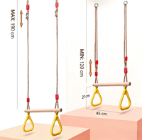 Barre de trapèze avec anneaux en plastique, jouets suspendus pour aire de jeux, kit de barres avec anneaux de gymnastique pour enfants