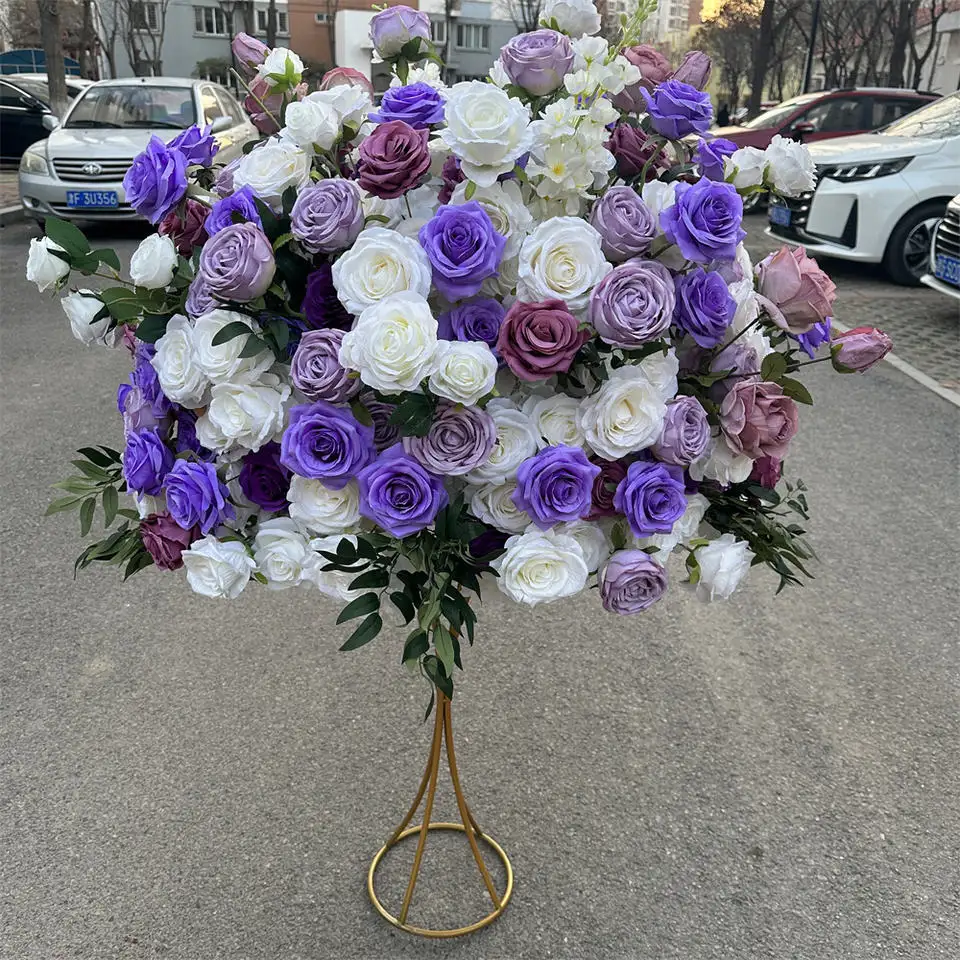 IFG Wedding Centerpieces Decor Silk Rose Flowers 80cm Purple and Lavender Flower Ball