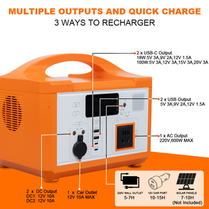 Tùy chỉnh AC/DC/USB/Type-C Led kết quả đầu ra khẩn cấp ngoài trời 576wh LiFePO4 pin 600 Wát Máy phát điện di động - Product Image 5