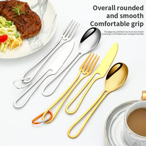 Juego de cubiertos de estilo coreano con mango hueco, que incluye cuchillo para carne y cuchara para postre, para mesa y cena - Product Image 3