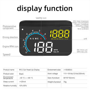100% strumento diagnostico universale HUD M12 OBD + GPS Head Up Display con codici di errore chiari altra elettronica automatica - Product Image 6