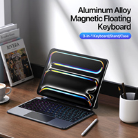 Clavier magnétique flottant en aluminium pour iPad Pro 11 2025 avec touches rétroéclairées 7 couleurs à mécanisme ciseaux et pavé tactile multipoint
