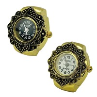 Doigt Montres En Gros Or Argent Plaqué Élastique Montre Anneaux Rond Quartz Anneau Montres pour Femmes Hommes