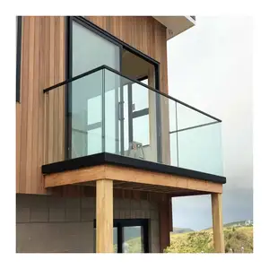 Sistema de barandilla de vidrio con Canal en forma de u de aluminio, perfiles de hardware con diseño de riel superior para balaustrada de cubierta de balcón