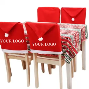 Cheaper Dining Kitchen Removable Nonwoven Stool Santa Design Chair Cover Decor Felt Christmas Chair Back Covers