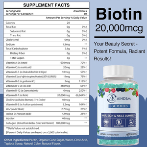 Gomitas Veganas para el Crecimiento del Cabello con Biotina al por Mayor, Gomitas para el Cabello con Vitamina E, Sin Azúcar, para Cabello, Piel y Uñas, Gomitas de Colágeno con Biotina - Product Image 2