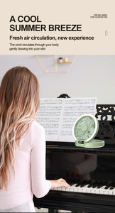 Ventilador eléctrico recargable <span class=keywords><strong>con</strong></span> luz, 5 velocidades, carga USB de 5V, ventilador portátil, ventilador plegable redondo para exteriores e interiores - Product Image 5