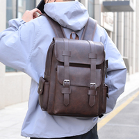 Sac à dos unisexe vintage rétro en similicuir, grande capacité, doublure en polyester imperméable, sac à dos pour ordinateur portable, voyage d'affaires