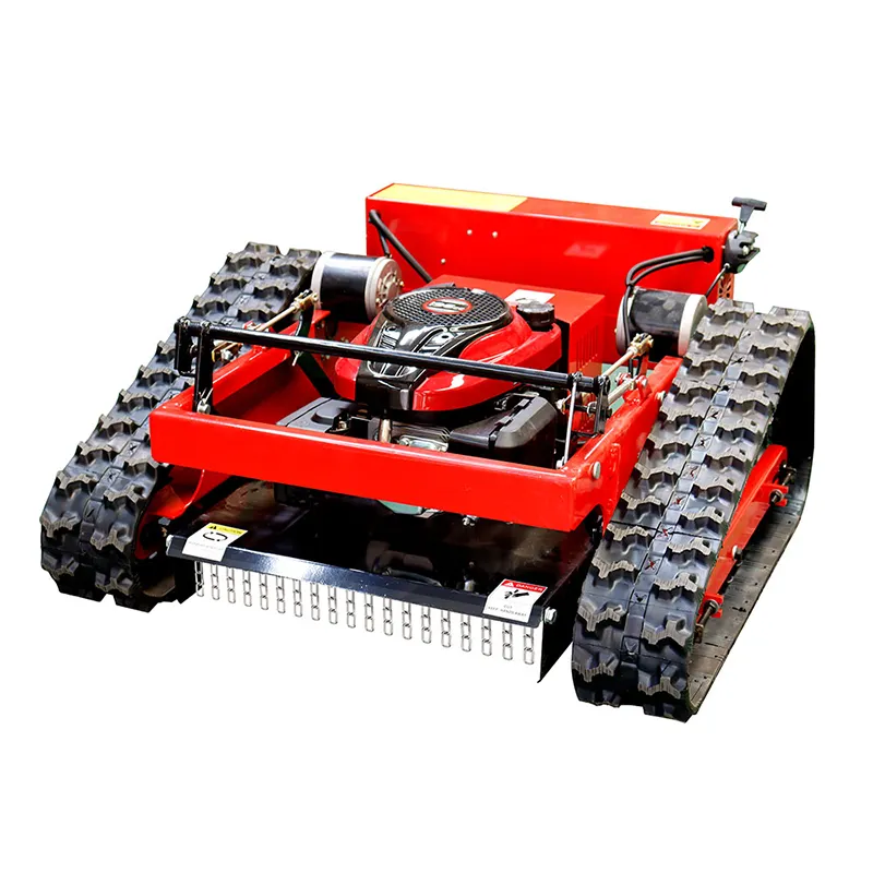 เครื่องตัดหญ้าควบคุมระยะไกล AI หุ่นยนต์เครื่องสวนสำหรับตัดหญ้า550มม. ความกว้างยางไฟฟ้าติดตามเครื่องตัดหญ้าขนาดเล็ก
