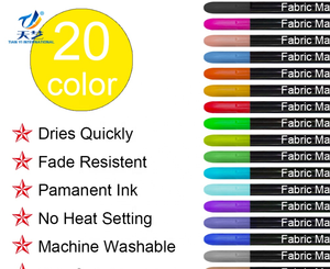 Penna in tessuto permanente a 25 colori, <span class=keywords><strong>pennarelli</strong></span> in tessuto lavabili in lavatrice per scrivere pittura <span class=keywords><strong>su</strong></span> t-shirt abbigliamento Sneakers Canvas - Product Image 3