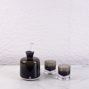 Ensemble de carafes à vin en verre empilables, 3 verres à whisky à l'ancienne, style vintage, capacité de 340 ml, pressés à la machine - Product Image 2