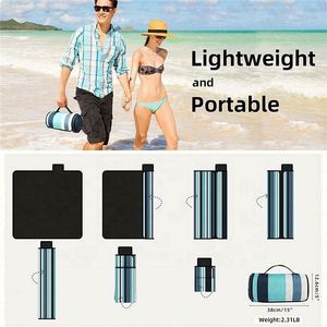 Manta de Picnic de Playa Extra Grande, Plegable, Portátil, de Acrílico, Resistente a la Arena y al Agua, con Acabado en Cuero - Product Image 5