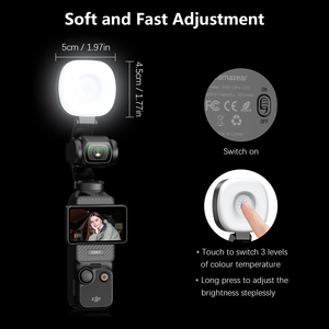 ไฟ LED ปรับอุณหภูมิสีได้แบบแม่เหล็ก ชาร์จซ้ำได้ สำหรับ Osmo Pocket 3 - อุปกรณ์เสริมระดับมืออาชีพแบบพกพา - Product Image 5