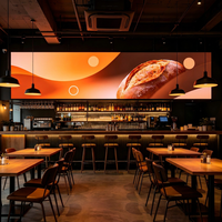 Écran publicitaire numérique mural grand format pour la décoration de restaurants, cafés et magasins de détail