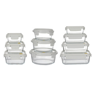 Glass Food Storage Container Round With <b>Lid</b> <b>Microwave</b> Safe Airtight Lunch Box For Office Students - Product Image 2