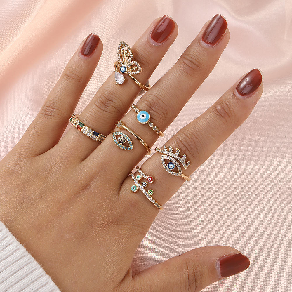 Anel olho de eventos banhado a ouro 14k, borboleta, arco-íris, zircônio  cúbico, pedra preciosa ajustável, cz, anéis de evil, joias para mulheres|  Alibaba.com, image size:1000x1000