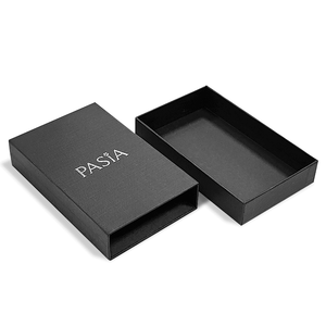 Tùy Chỉnh In Ấn Logo Màu Đen Cứng Nhắc Trượt Ngăn Kéo Bao Bì Hộp Sang Trọng Món Quà Màu Đen Kết Cấu Hộp Giấy Với Bọt Chèn - Product Image 3