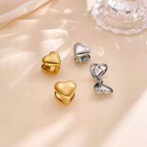 Pendientes de Acero Inoxidable 316L con Baño de Oro de 18k, Forma de Corazón, Estilo Lindo para Mujer, Pendientes de Clip Populares, Resistentes al Deslustre - Product Image 6