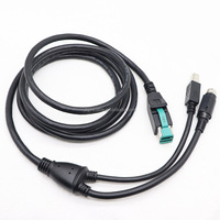 Kabel Data USB 12V Bertenaga DIN3pin+USB B/M Satu Kabel Jadi Dua Kabel Data USB 12V Bertenaga