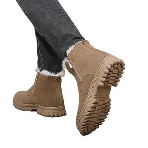 Bottes d'hiver pour hommes, couleur unie, doublure polaire, semelle épaisse, talon moyen, coupe courte, tendance, pour l'extérieur - Product Image 2