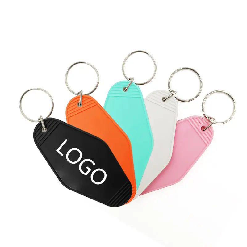 Custom own brand design logo Promotional uv printing plastic acrylic motel room keychains