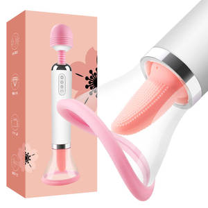 wiederaufladbarer großer kopf feenstab körpermassagegerät heizung g-punkt klitoris stimulator zunge leckend saugend vibrator für frauen - Product Image 6