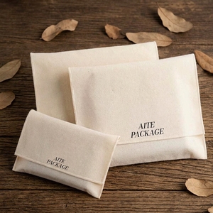 Sac enveloppe en toile de coton biologique OEM, personnalisable avec logo imprimé, pour vêtements, livres, cadeaux, <span class=keywords><strong>pochette</strong></span> anti-poussière en coton – Offre Spéciale - Product Image 1