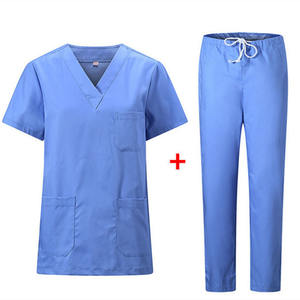 ผ้าฝ้าย 100% คุณภาพสูง oem โลโก้ที่กําหนดเองพยาบาลชุด v คอด้านบนกางเกงผ่าตัดผู้ชายผู้หญิงแพทย์โรงพยาบาลชุดขัดชุดสูท - Product Image 5