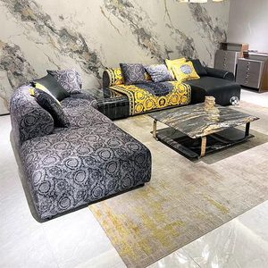 Canapé 7 places en forme de L Canapé sectionnel élégant de qualité supérieure Canapé de luxe en cuir <span class=keywords><strong>noir</strong></span> peau de crocodile Ensemble de salon modulaire en velours Canapé - Product Image 2