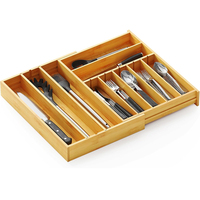 Organisateur extensible de tiroir en bambou de support de plateau d'ustensile de cuisine