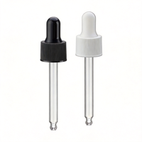 Pipette compte-gouttes noire et blanche en aluminium-plastique anti-débordement et anti-poussière avec capuchon côtelé pour flacon d'huile essentielle ou de sérum, personnalisable