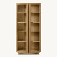 Armoire en verre Dalia de présence architecturale sassanide en chêne blanc américain richement grainé fabriqué à la main de conception belge OEM