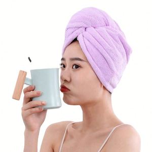 Quick-Drying Coral Velour Fleece Cute Eco-Friendly Cooling Hair Dyeing <b>Bathing</b> Cap 25*65cm Custom All-Season Soft Water - Product Image 1