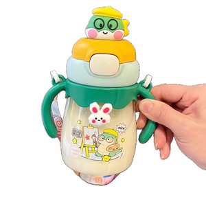 Cartoon Sippy <b>Cup</b> With Handle And Strap Leak Proof <b>Plastic</b> <b>Drink</b> <b>Cup</b> For Toddlers Kids School Use - Product Image 5