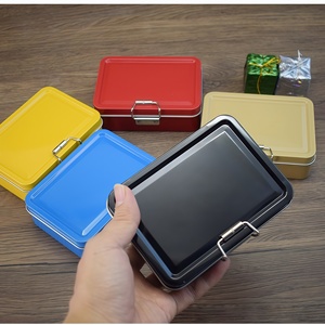 Boîte <span class=keywords><strong>en</strong></span> étain à rabat à bouton unique, mini boîte <span class=keywords><strong>en</strong></span> métal portable avec boucle de carte, conteneur de rangement pour bougies, matériaux recyclés, personnalisable - Product Image 3