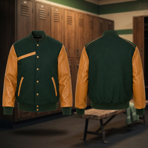 Vintage Rib Trim Letterman Bomber Mens Wool Body Leather Sleeves Applique <b>Patch</b> Custom University Outerwear Supplier Wholesale - Product Image 2