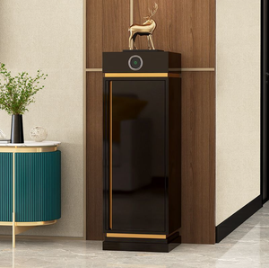 Porte-chaussures vertical moderne ultra-fin rotatif en bois et métal - Gain de place - Durable - Montage facile - Installation gratuite - Product Image 5